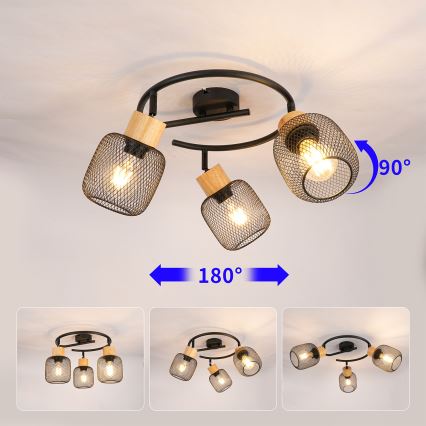 Brilagi - Bodové svietidlo BASKLITE 3xE27/15W/230V kaučukovník/čierna