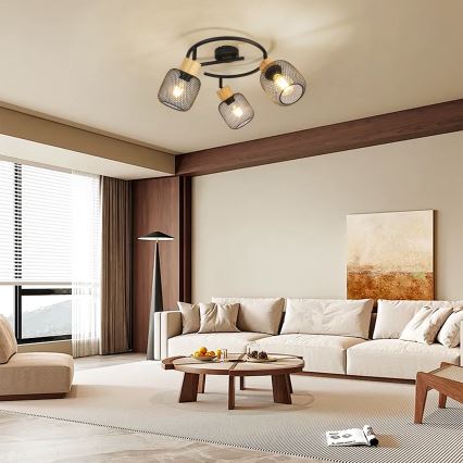 Brilagi - Bodové svietidlo BASKLITE 3xE27/15W/230V kaučukovník/čierna