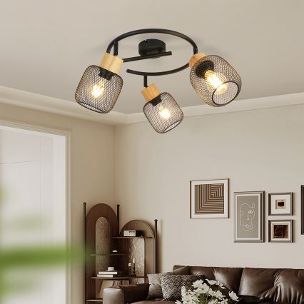 Brilagi - Bodové svietidlo BASKLITE 3xE27/15W/230V kaučukovník/čierna