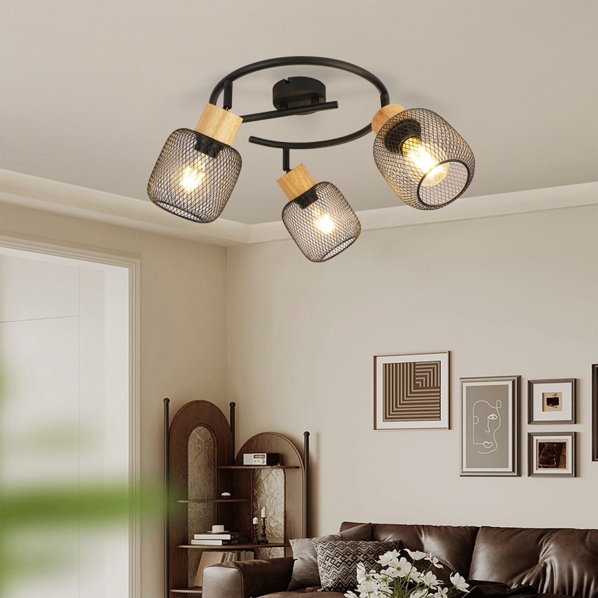 Brilagi - Bodové svietidlo BASKLITE 3xE27/15W/230V kaučukovník/čierna