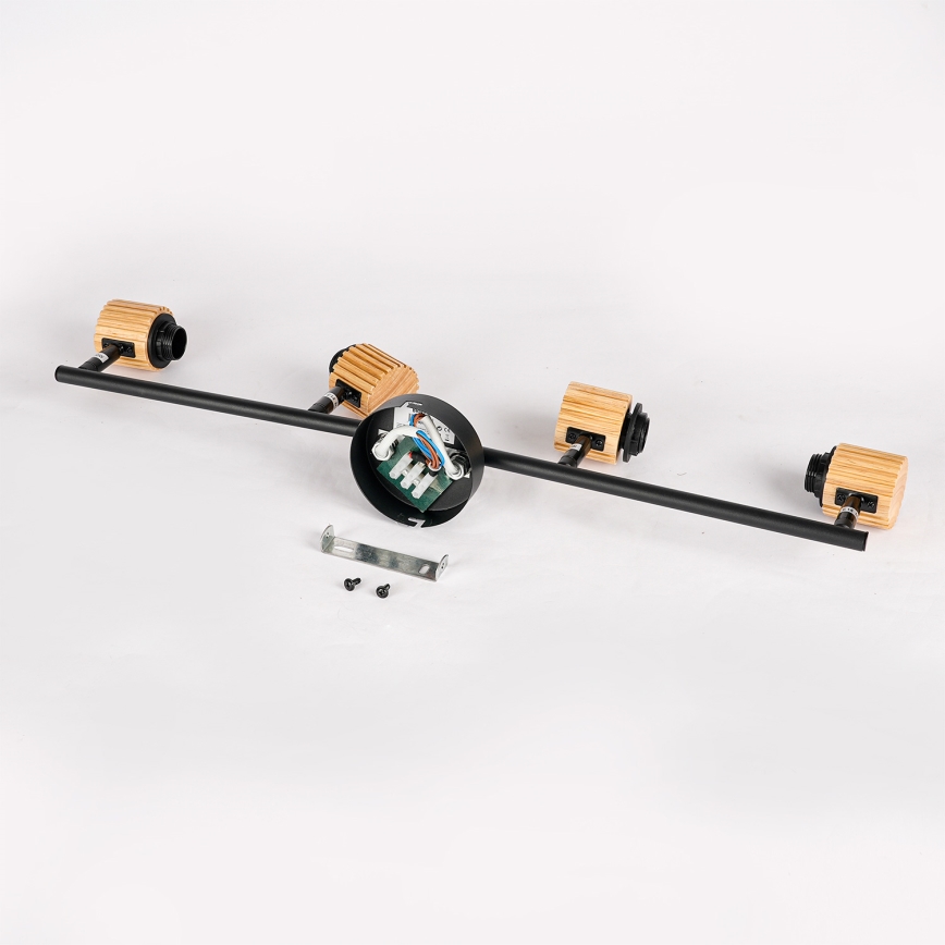 Brilagi - Bodové svietidlo BASKLITE 4xE27/15W/230V drevo/čierna