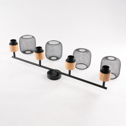 Brilagi - Bodové svietidlo BASKLITE 4xE27/15W/230V drevo/čierna