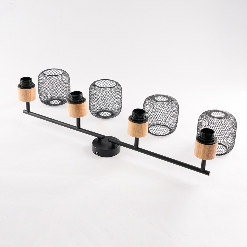 Brilagi - Bodové svietidlo BASKLITE 4xE27/15W/230V drevo/čierna