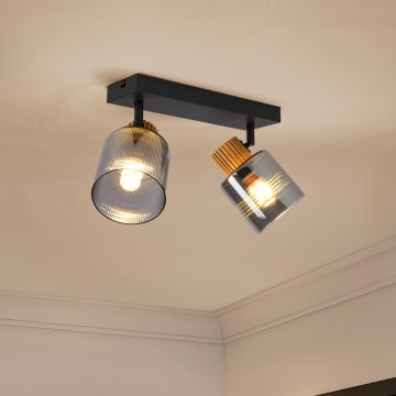 Brilagi - Bodové svietidlo HYGGE 2xE14/15W/230V čierna/dymová