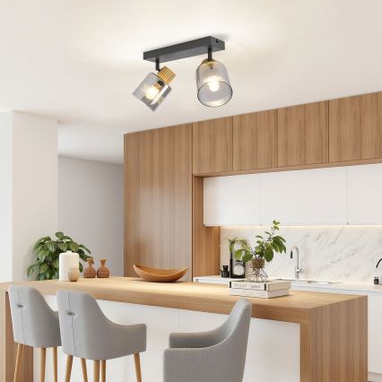 Brilagi - Bodové svietidlo HYGGE 2xE14/15W/230V čierna/dymová