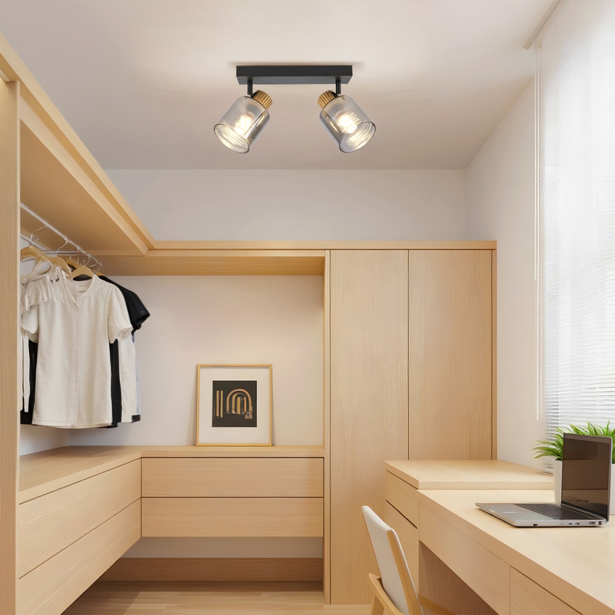 Brilagi - Bodové svietidlo HYGGE 2xE14/15W/230V čierna/dymová