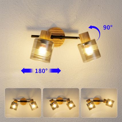 Brilagi - Bodové svietidlo HYGGE 2xE14/15W/230V drevené/dymové
