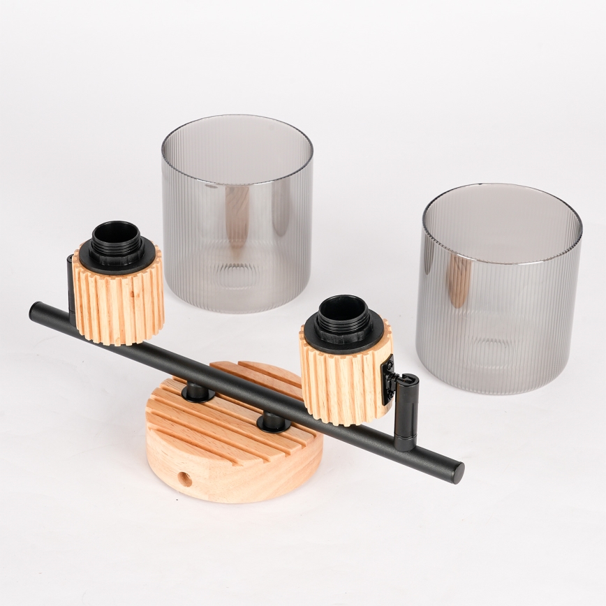 Brilagi - Bodové svietidlo HYGGE 2xE14/15W/230V drevené/dymové