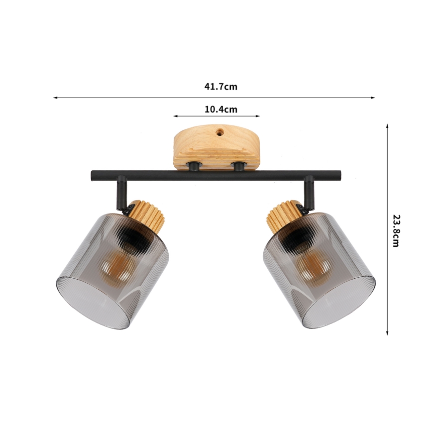 Brilagi - Bodové svietidlo HYGGE 2xE14/15W/230V drevené/dymové