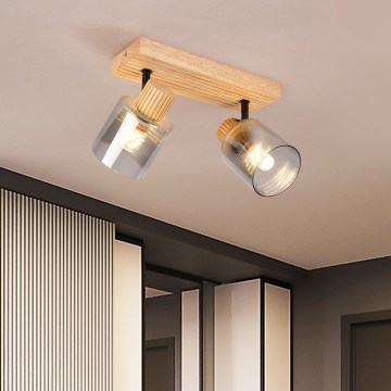 Brilagi - Bodové svietidlo HYGGE 2xE14/15W/230V drevo/dymové