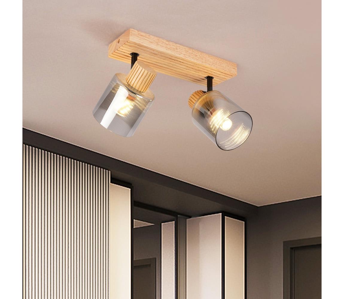 Brilagi - Bodové svietidlo HYGGE 2xE14/15W/230V drevo/dymové BRI403