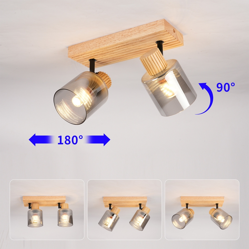 Brilagi - Bodové svietidlo HYGGE 2xE14/15W/230V drevo/dymové