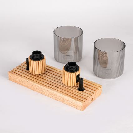 Brilagi - Bodové svietidlo HYGGE 2xE14/15W/230V kaučukovník/dymová