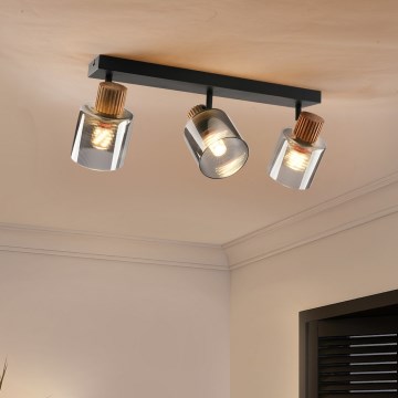 Brilagi - Bodové svietidlo HYGGE 3xE14/15W/230V čierna/dymová