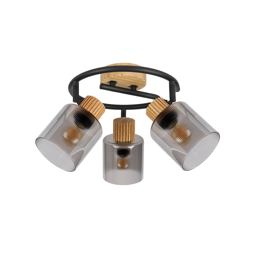 Brilagi - Bodové svietidlo HYGGE 3xE14/15W/230V drevené/dymové