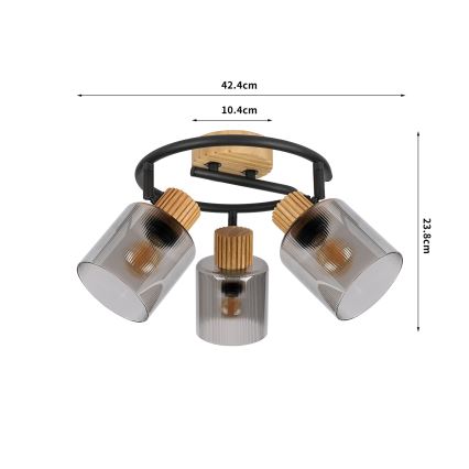 Brilagi - Bodové svietidlo HYGGE 3xE14/15W/230V drevené/dymové