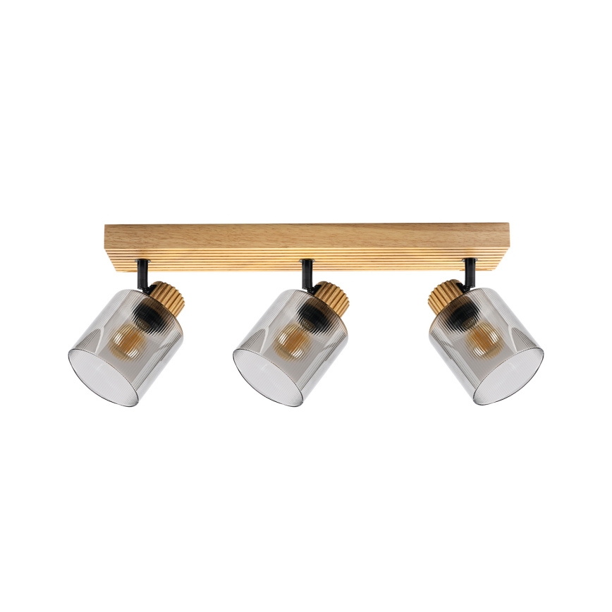 Brilagi - Bodové svietidlo HYGGE 3xE14/15W/230V drevené/dymové
