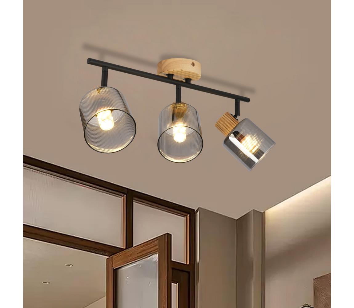 Brilagi - Bodové svietidlo HYGGE 3xE14/15W/230V drevo/dymové BRI400