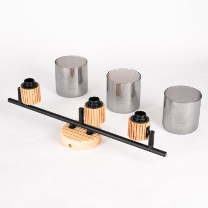 Brilagi - Bodové svietidlo HYGGE 3xE14/15W/230V drevo/dymové