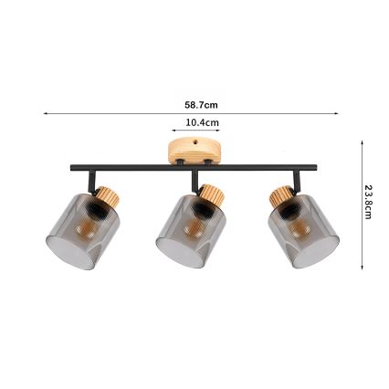 Brilagi - Bodové svietidlo HYGGE 3xE14/15W/230V drevo/dymové