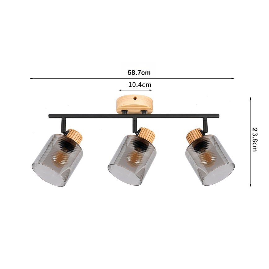 Brilagi - Bodové svietidlo HYGGE 3xE14/15W/230V drevo/dymové