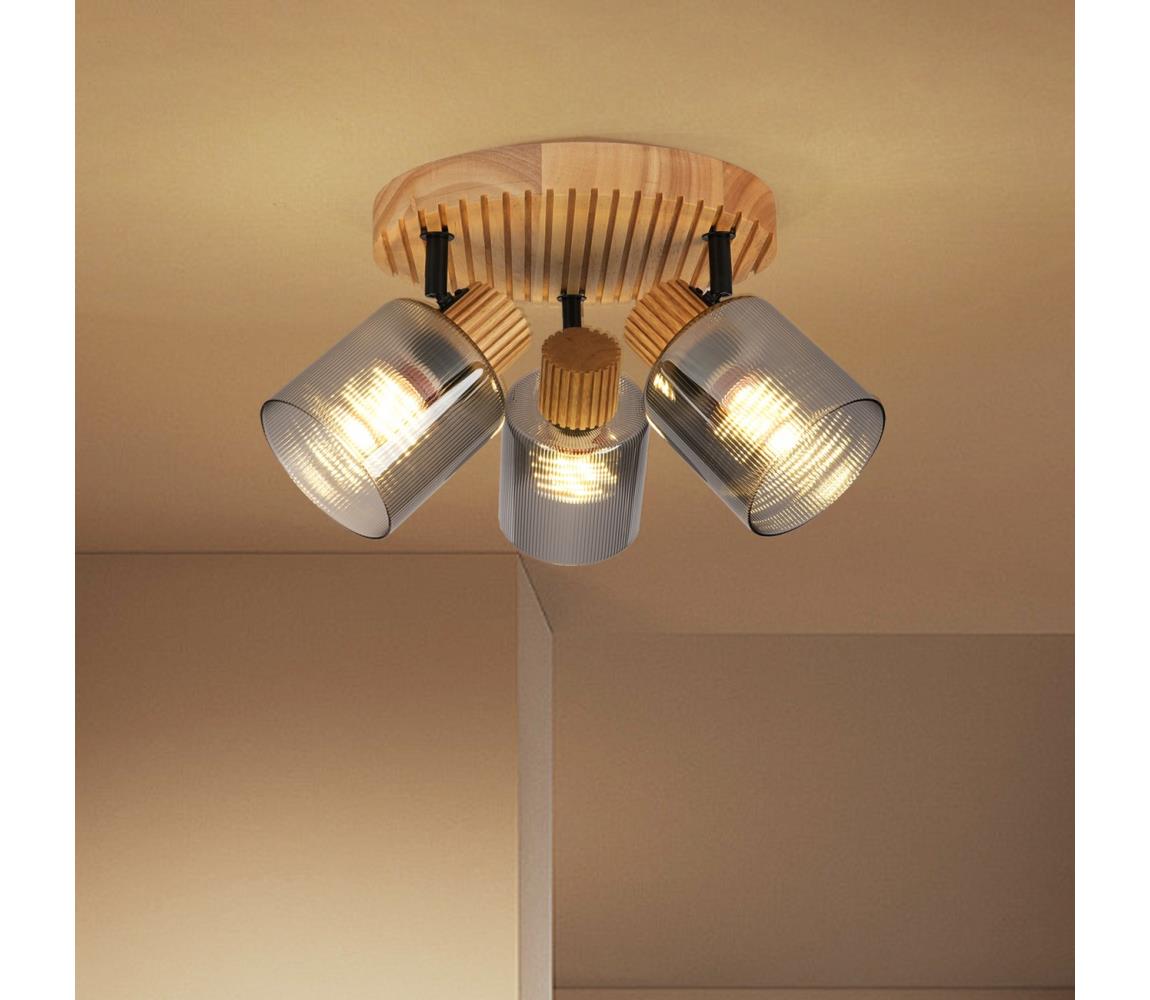 Brilagi - Bodové svietidlo HYGGE 3xE14/15W/230V drevo/dymové BRI405