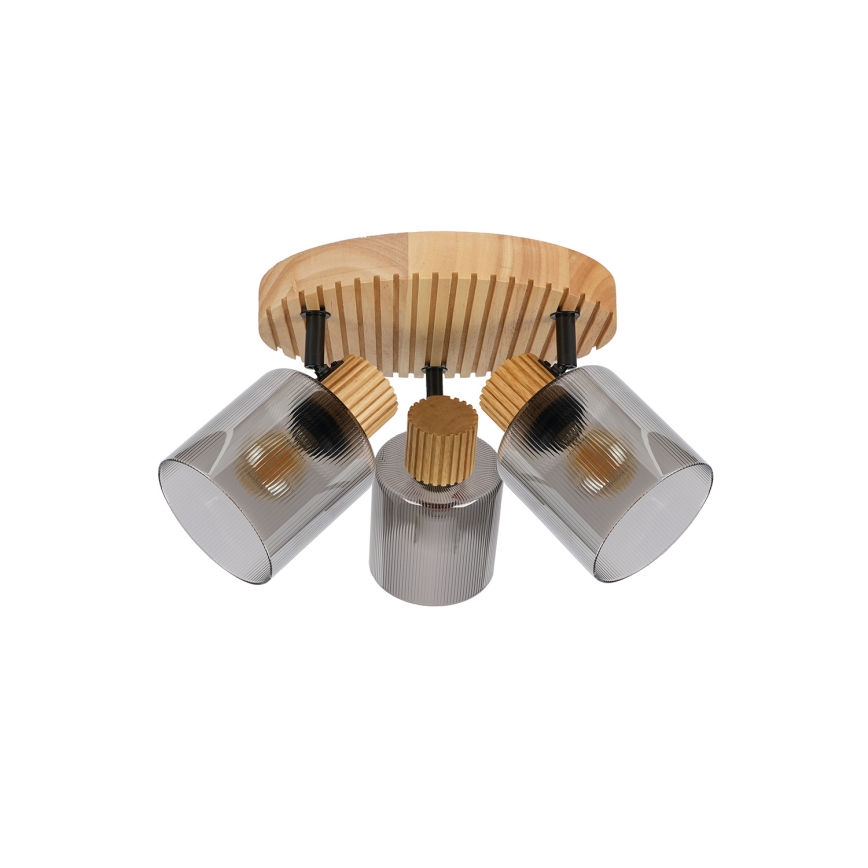 Brilagi - Bodové svietidlo HYGGE 3xE14/15W/230V drevo/dymové