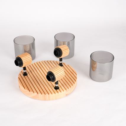 Brilagi - Bodové svietidlo HYGGE 3xE14/15W/230V drevo/dymové