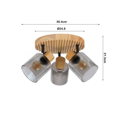 Brilagi - Bodové svietidlo HYGGE 3xE14/15W/230V drevo/dymové