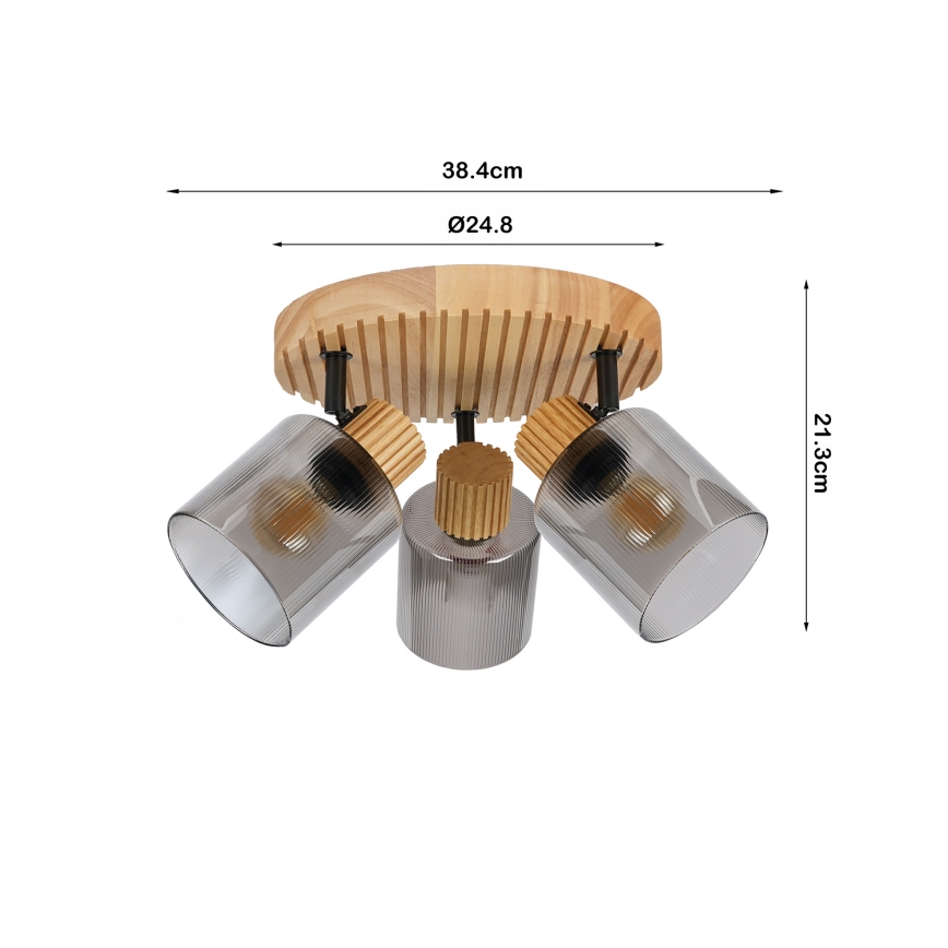 Brilagi - Bodové svietidlo HYGGE 3xE14/15W/230V drevo/dymové
