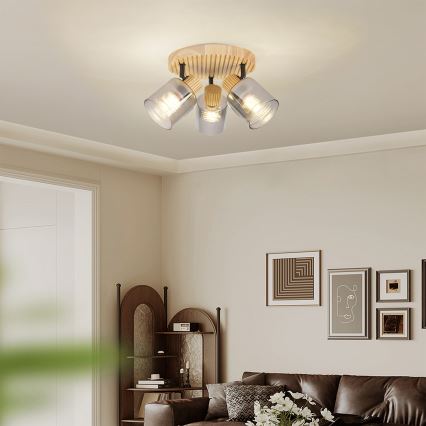 Brilagi - Bodové svietidlo HYGGE 3xE14/15W/230V kaučukovník/dymová