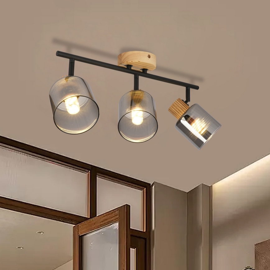 Brilagi - Bodové svietidlo HYGGE 3xE14/15W/230V kaučukovník/dymové