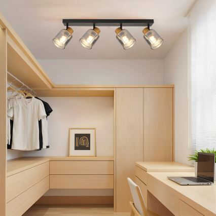 Brilagi - Bodové svietidlo HYGGE 4xE14/15W/230V čierna/dymová