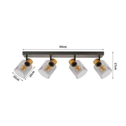Brilagi - Bodové svietidlo HYGGE 4xE14/15W/230V čierna/dymová