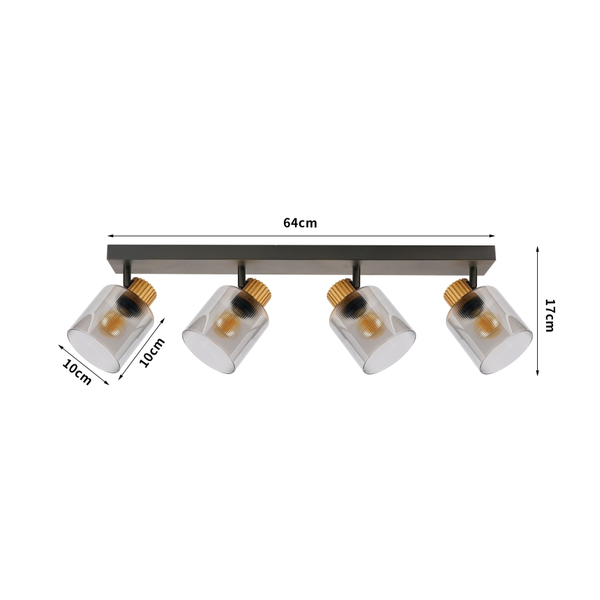 Brilagi - Bodové svietidlo HYGGE 4xE14/15W/230V čierna/dymová