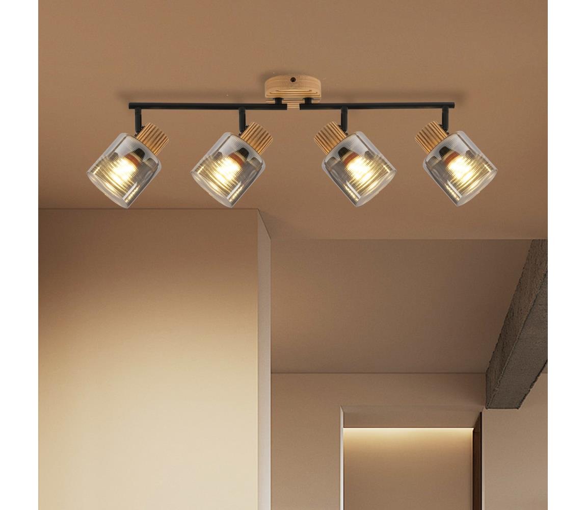 Brilagi - Bodové svietidlo HYGGE 4xE14/15W/230V drevené/dymové BRI402