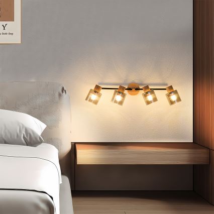 Brilagi - Bodové svietidlo HYGGE 4xE14/15W/230V drevené/dymové