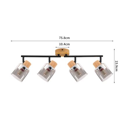Brilagi - Bodové svietidlo HYGGE 4xE14/15W/230V drevené/dymové