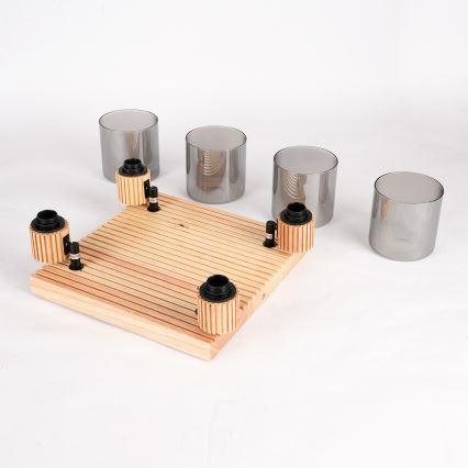 Brilagi - Bodové svietidlo HYGGE 4xE14/15W/230V drevené/dymové