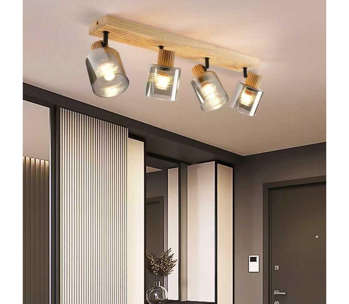 Brilagi - Bodové svietidlo HYGGE 4xE14/15W/230V drevo/dymové BRI406