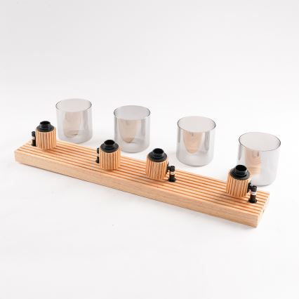 Brilagi - Bodové svietidlo HYGGE 4xE14/15W/230V drevo/dymové