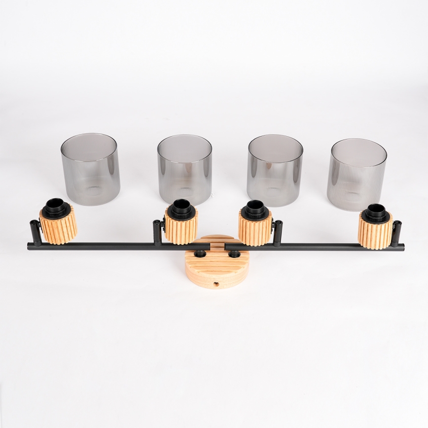 Brilagi - Bodové svietidlo HYGGE 4xE14/15W/230V kaučukovník/dymové