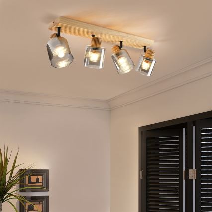 Brilagi - Bodové svietidlo HYGGE 4xE14/15W/230V kaučukovník/dymové