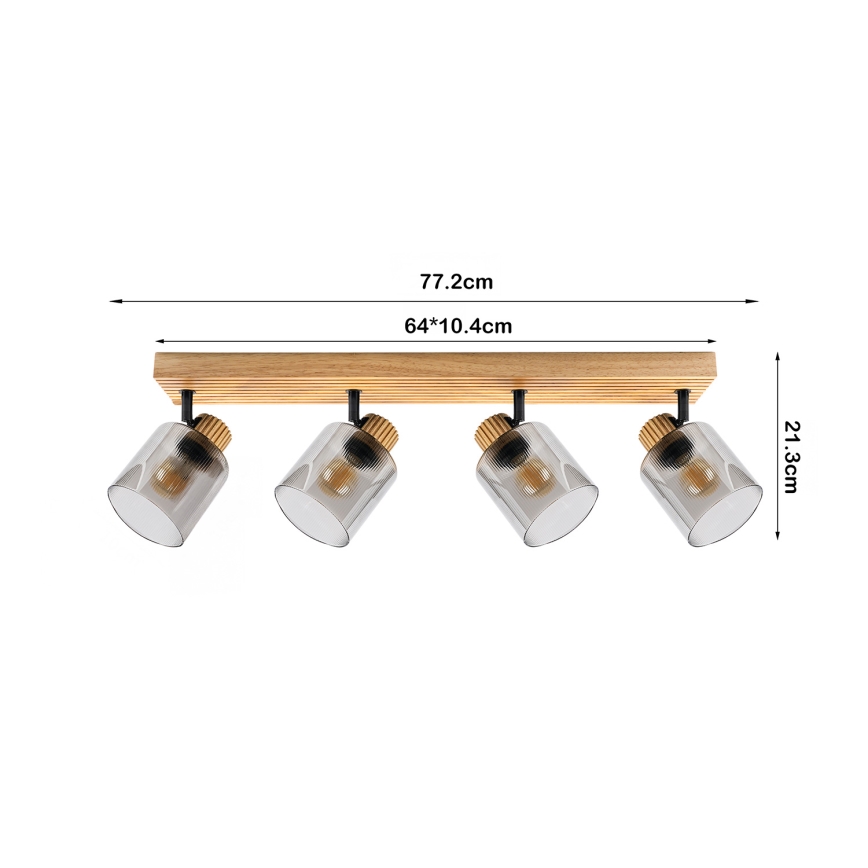 Brilagi - Bodové svietidlo HYGGE 4xE14/15W/230V kaučukovník/dymové