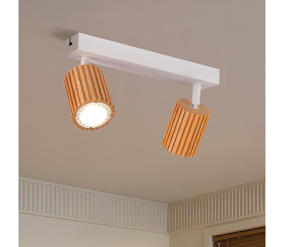 Brilagi - Bodové svietidlo MODERN WOOD 2xGU10/8W/230V drevené/biela BRI385