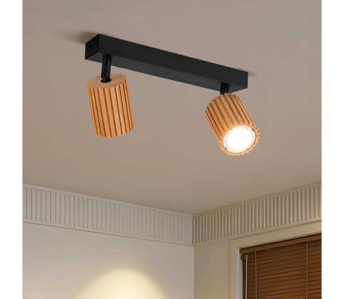 Brilagi - Bodové svietidlo MODERN WOOD 2xGU10/8W/230V drevené/čierne BRI377