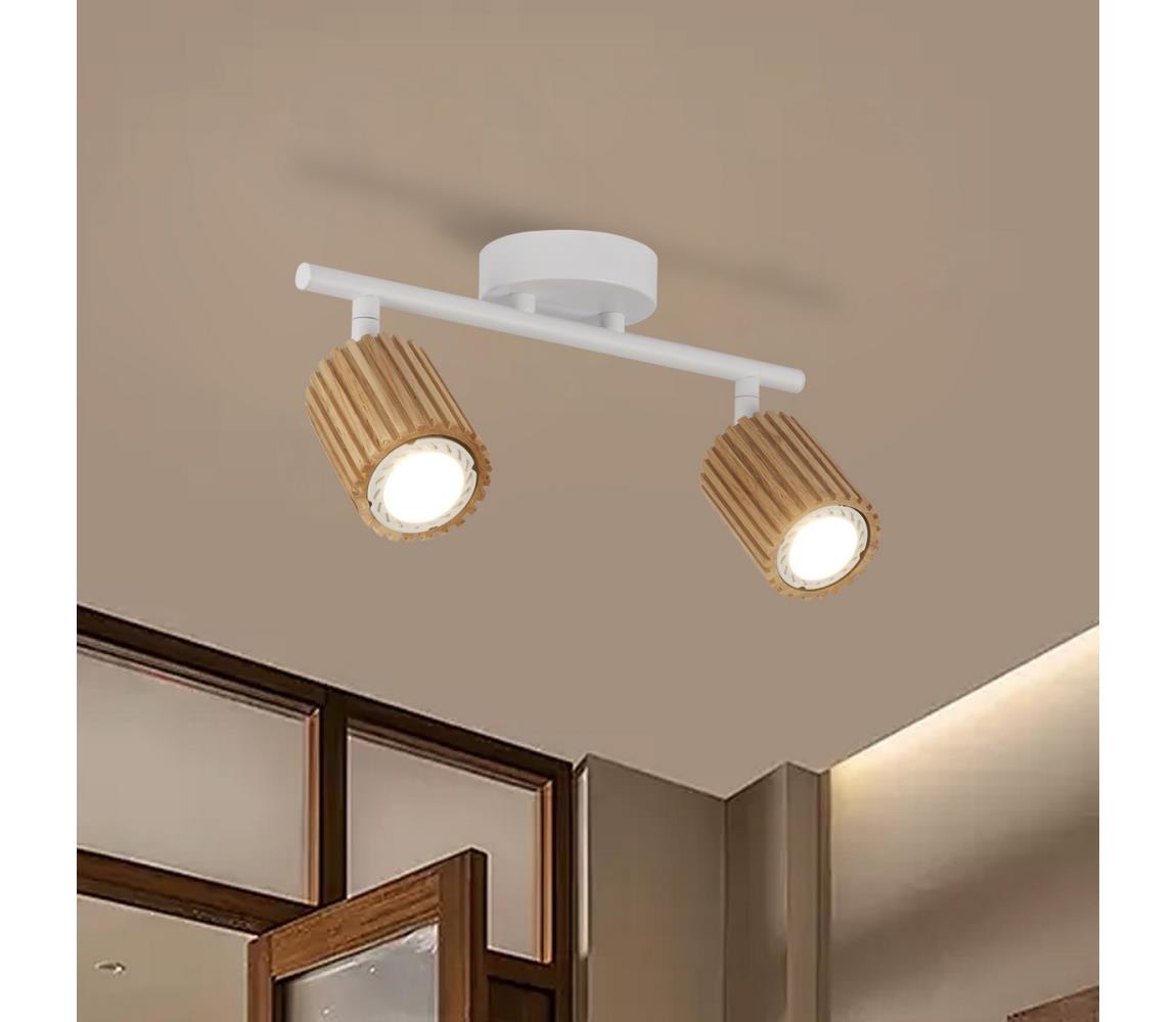 Brilagi - Bodové svietidlo MODERN WOOD 2xGU10/8W/230V drevo/biela BRI381