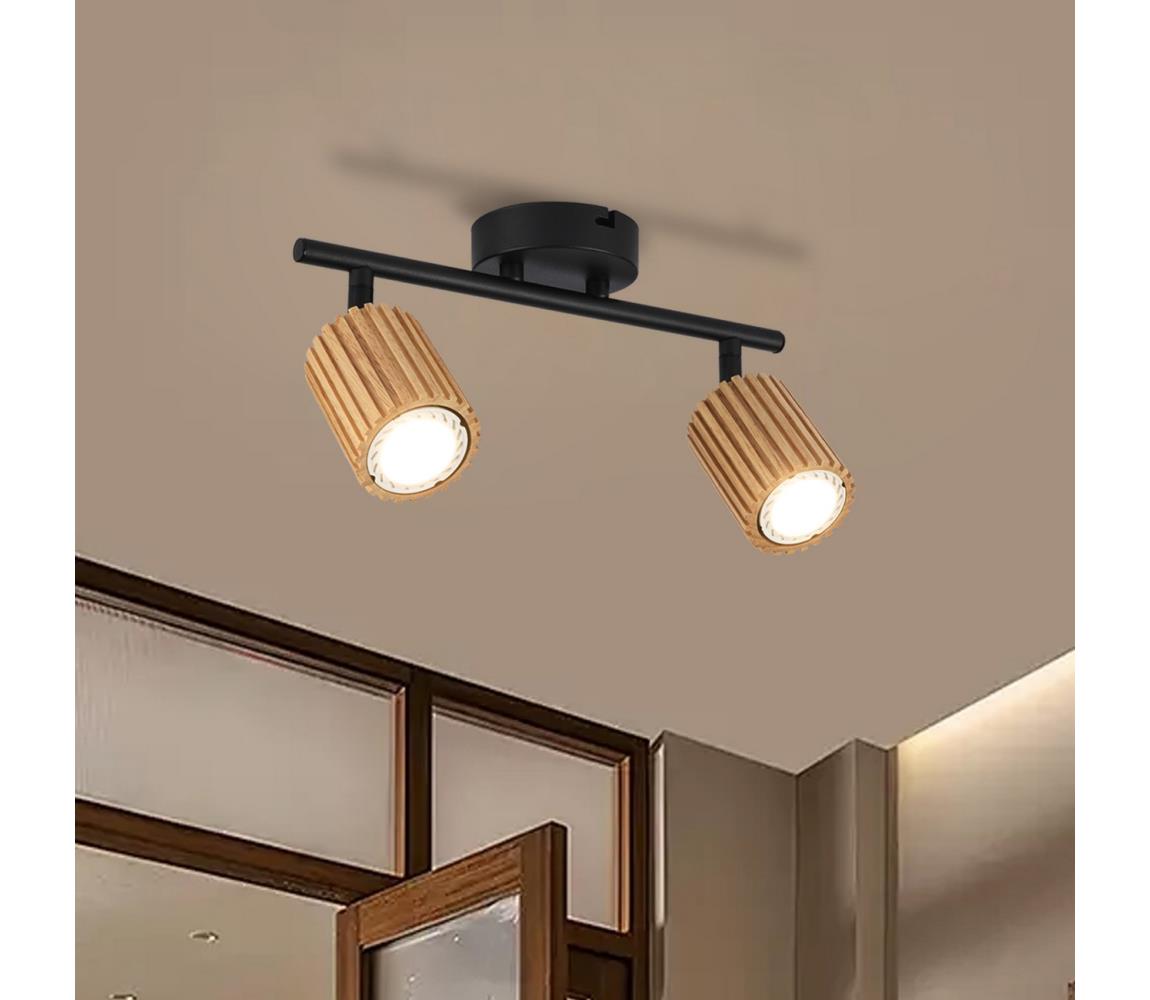 Brilagi - Bodové svietidlo MODERN WOOD 2xGU10/8W/230V drevo/čierna BRI373