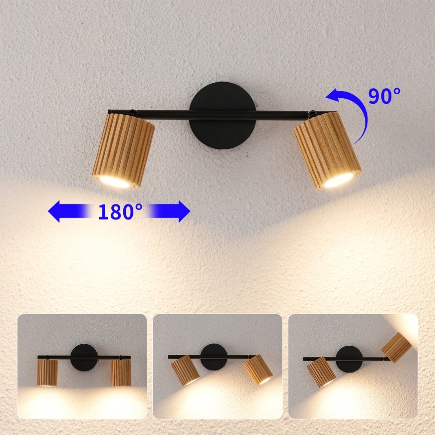 Brilagi - Bodové svietidlo MODERN WOOD 2xGU10/8W/230V drevo/čierna