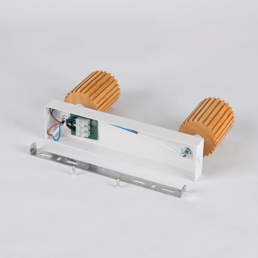 Brilagi - Bodové svietidlo MODERN WOOD 2xGU10/8W/230V kaučukovník/biela